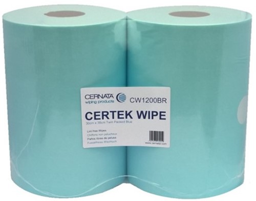 CERTEK� Plus Industrial Wiping Rolls Twin Pack 2 x 400 Sheets